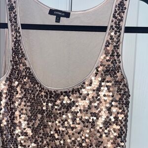 Express Rose Gold Sequin Tank like new size small